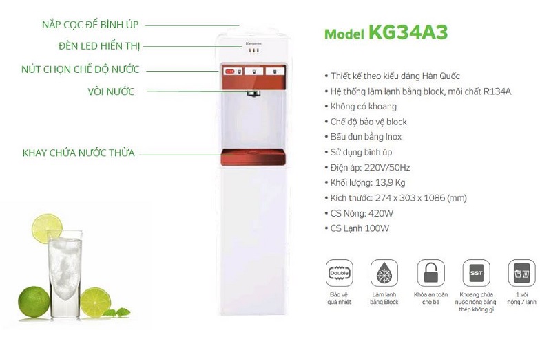 cay nuoc nong lanh kangaroo kg34a3